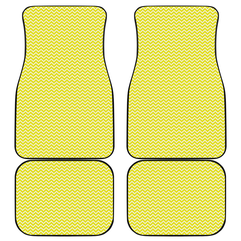Yellow And White Zigzag Pattern Print Front and Back Car Floor Mats