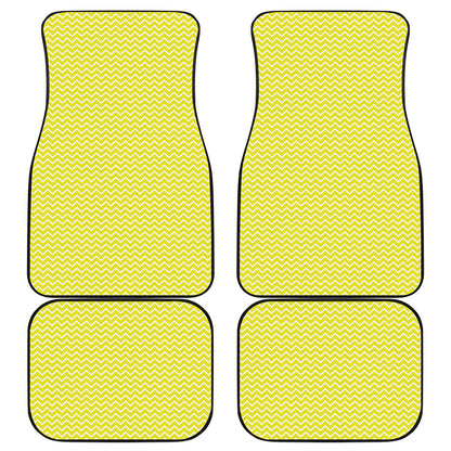 Yellow And White Zigzag Pattern Print Front and Back Car Floor Mats