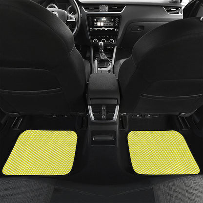 Yellow And White Zigzag Pattern Print Front and Back Car Floor Mats