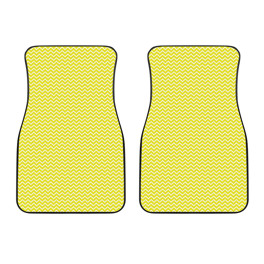 Yellow And White Zigzag Pattern Print Front Car Floor Mats