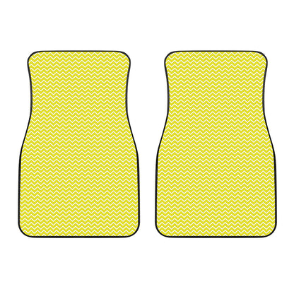 Yellow And White Zigzag Pattern Print Front Car Floor Mats