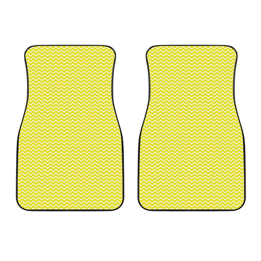Yellow And White Zigzag Pattern Print Front Car Floor Mats