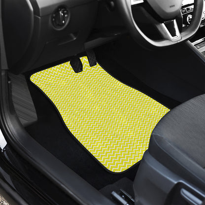 Yellow And White Zigzag Pattern Print Front Car Floor Mats