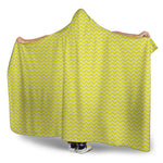 Yellow And White Zigzag Pattern Print Hooded Blanket