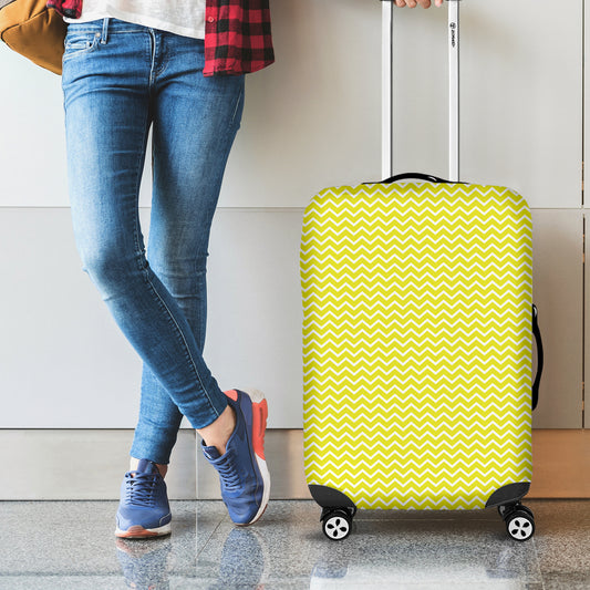 Yellow And White Zigzag Pattern Print Luggage Cover