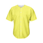 Yellow And White Zigzag Pattern Print Men's Baseball Jersey