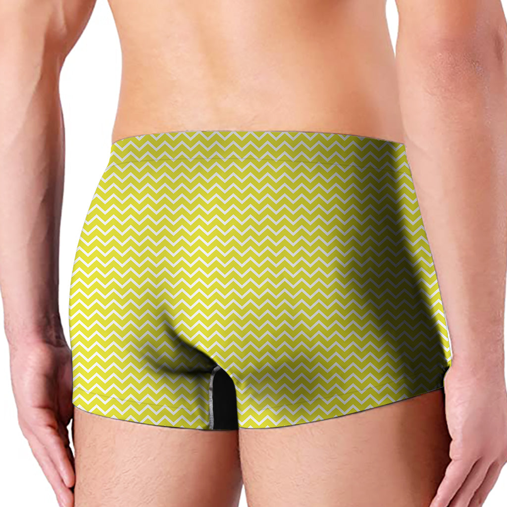 Yellow And White Zigzag Pattern Print Men's Boxer Briefs