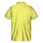 Yellow And White Zigzag Pattern Print Men's Short Sleeve Shirt