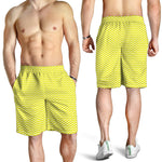 Yellow And White Zigzag Pattern Print Men's Shorts