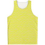 Yellow And White Zigzag Pattern Print Men's Tank Top