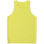 Yellow And White Zigzag Pattern Print Men's Tank Top