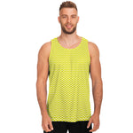 Yellow And White Zigzag Pattern Print Men's Tank Top
