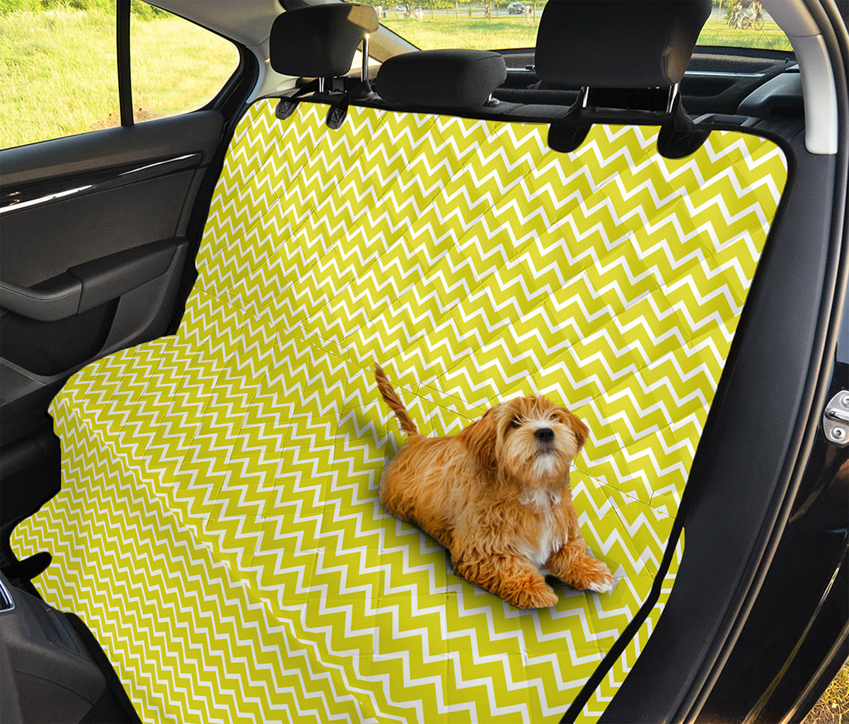 Yellow And White Zigzag Pattern Print Pet Car Back Seat Cover