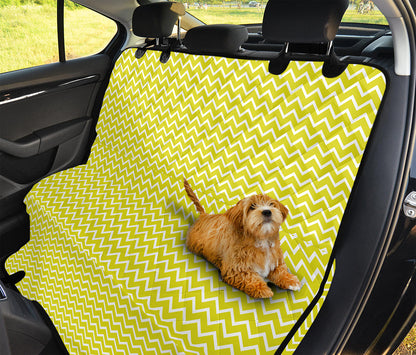 Yellow And White Zigzag Pattern Print Pet Car Back Seat Cover