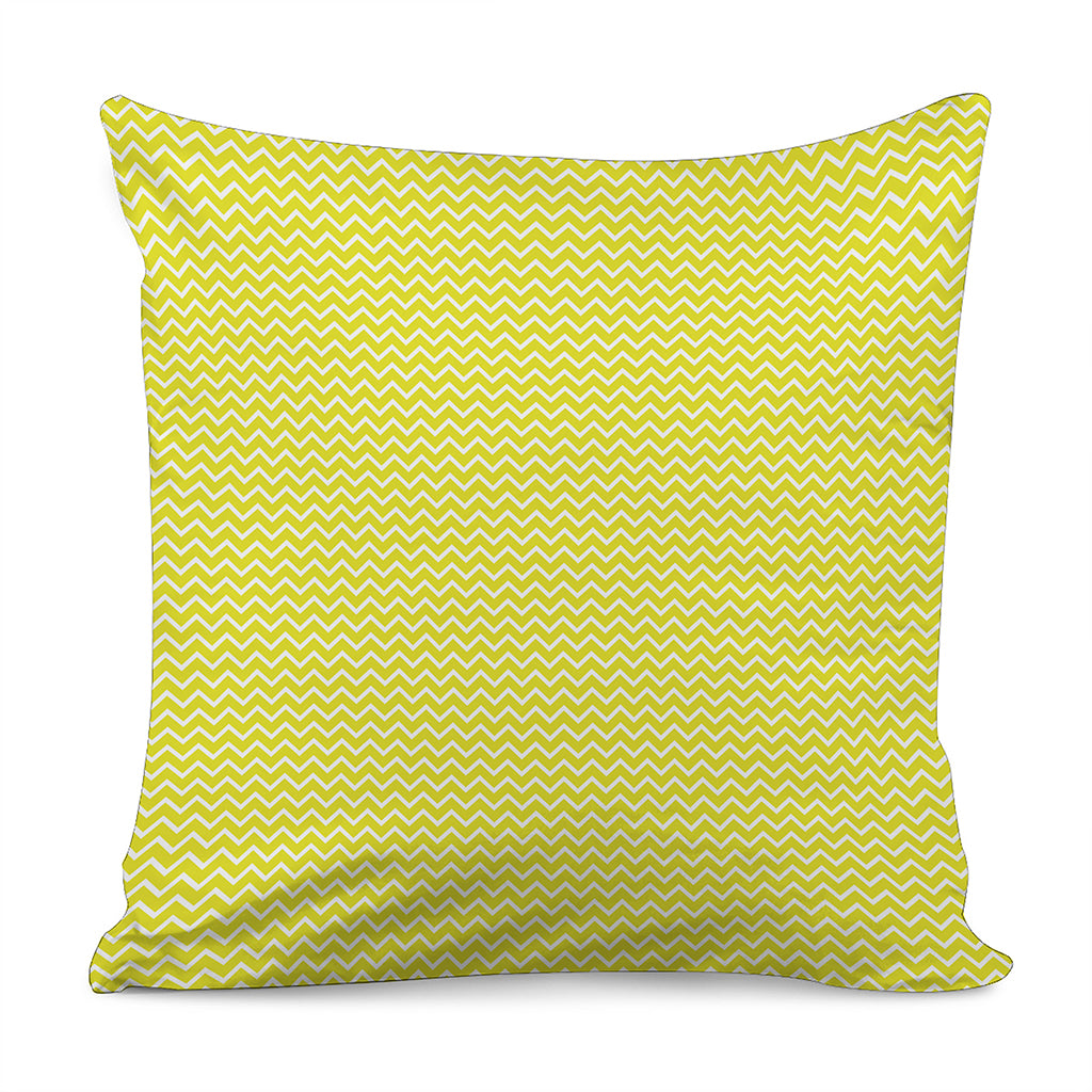 Yellow And White Zigzag Pattern Print Pillow Cover