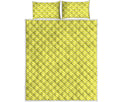 Yellow And White Zigzag Pattern Print Quilt Bed Set