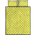 Yellow And White Zigzag Pattern Print Quilt Bed Set