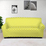 Yellow And White Zigzag Pattern Print Sofa Cover