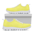 Yellow And White Zigzag Pattern Print White Running Shoes