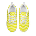 Yellow And White Zigzag Pattern Print White Sneakers