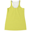 Yellow And White Zigzag Pattern Print Women's Racerback Tank Top