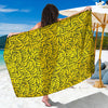 Yellow Banana Pattern Print Beach Sarong Wrap