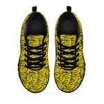 Yellow Banana Pattern Print Black Sneakers