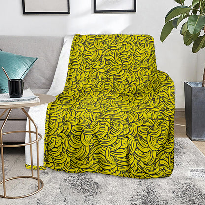 Yellow Banana Pattern Print Blanket