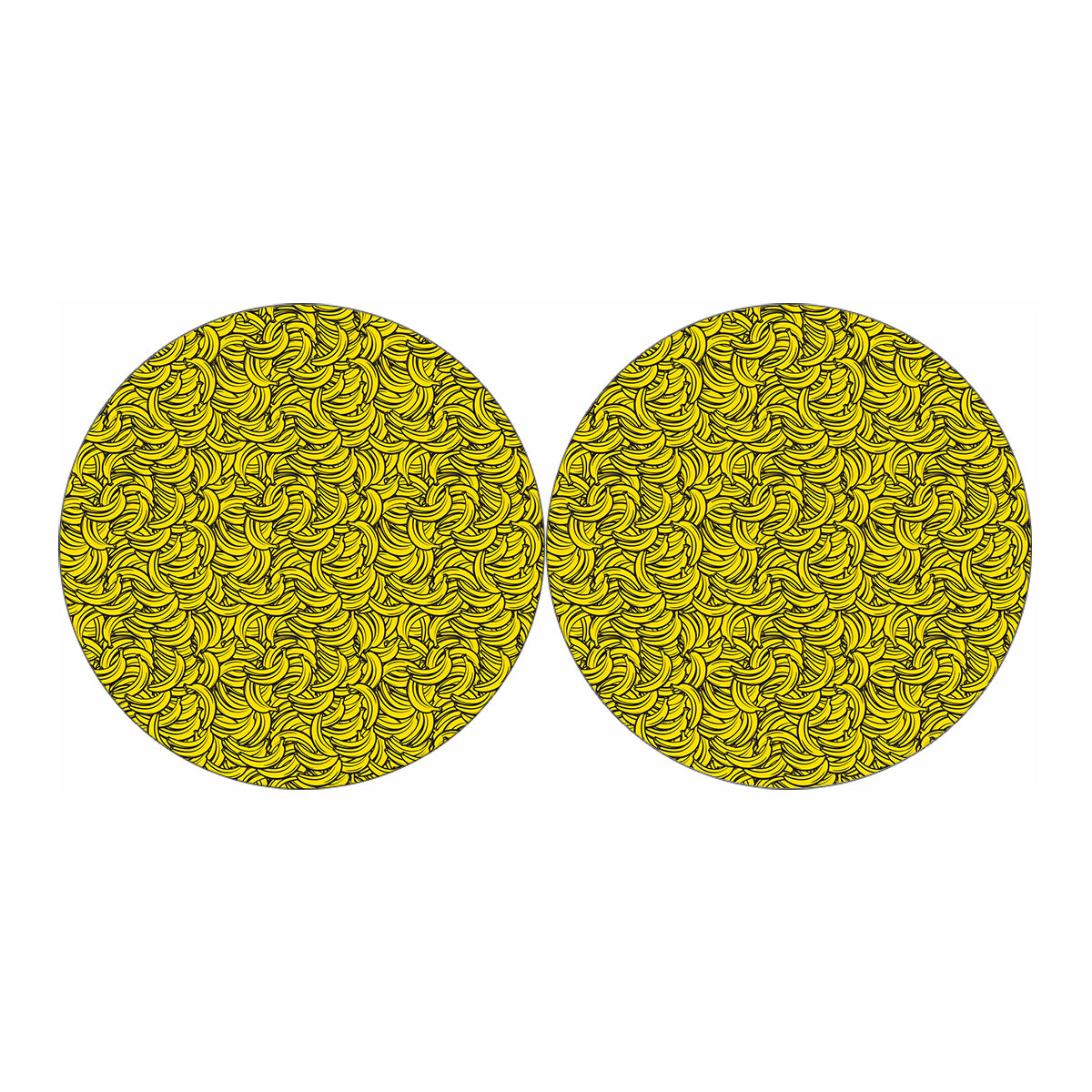 Yellow Banana Pattern Print Car Coasters