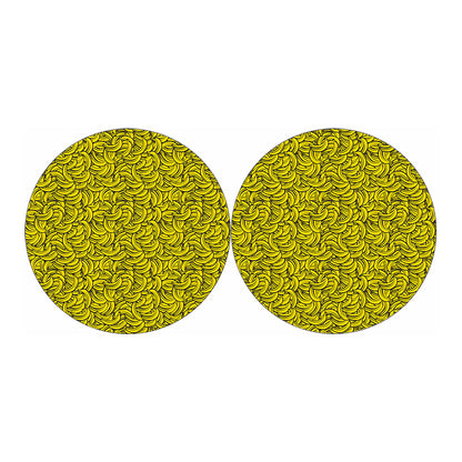 Yellow Banana Pattern Print Car Coasters