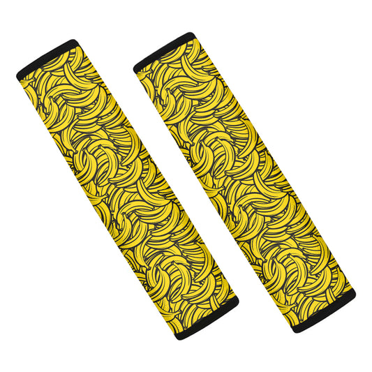 Yellow Banana Pattern Print Car Seat Belt Covers