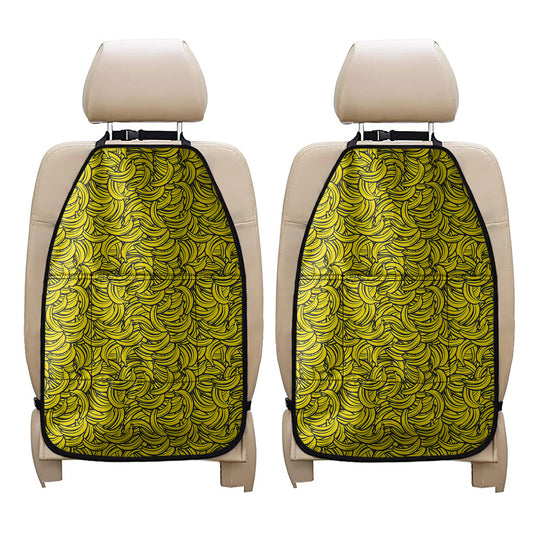 Yellow Banana Pattern Print Car Seat Organizers