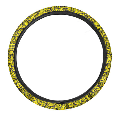 Yellow Banana Pattern Print Car Steering Wheel Cover
