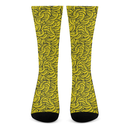 Yellow Banana Pattern Print Crew Socks
