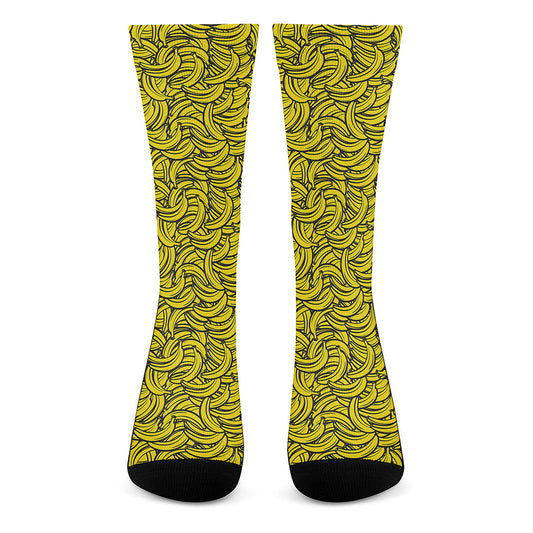 Yellow Banana Pattern Print Crew Socks