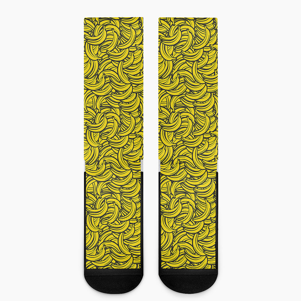 Yellow Banana Pattern Print Crew Socks