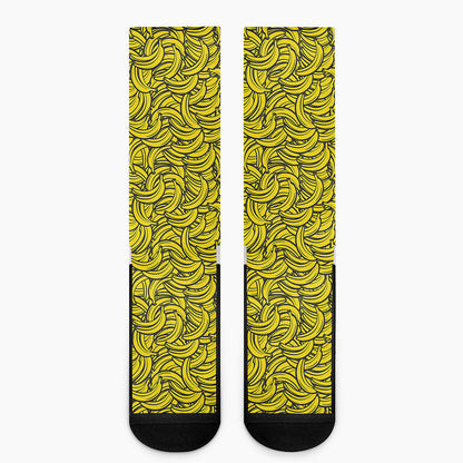Yellow Banana Pattern Print Crew Socks