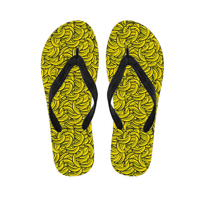 Yellow Banana Pattern Print Flip Flops