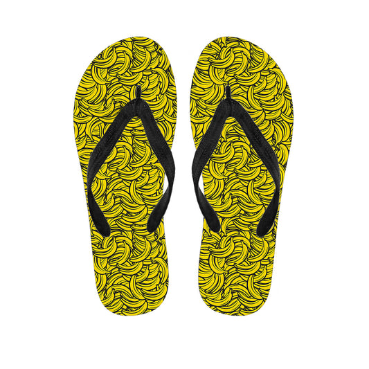 Yellow Banana Pattern Print Flip Flops