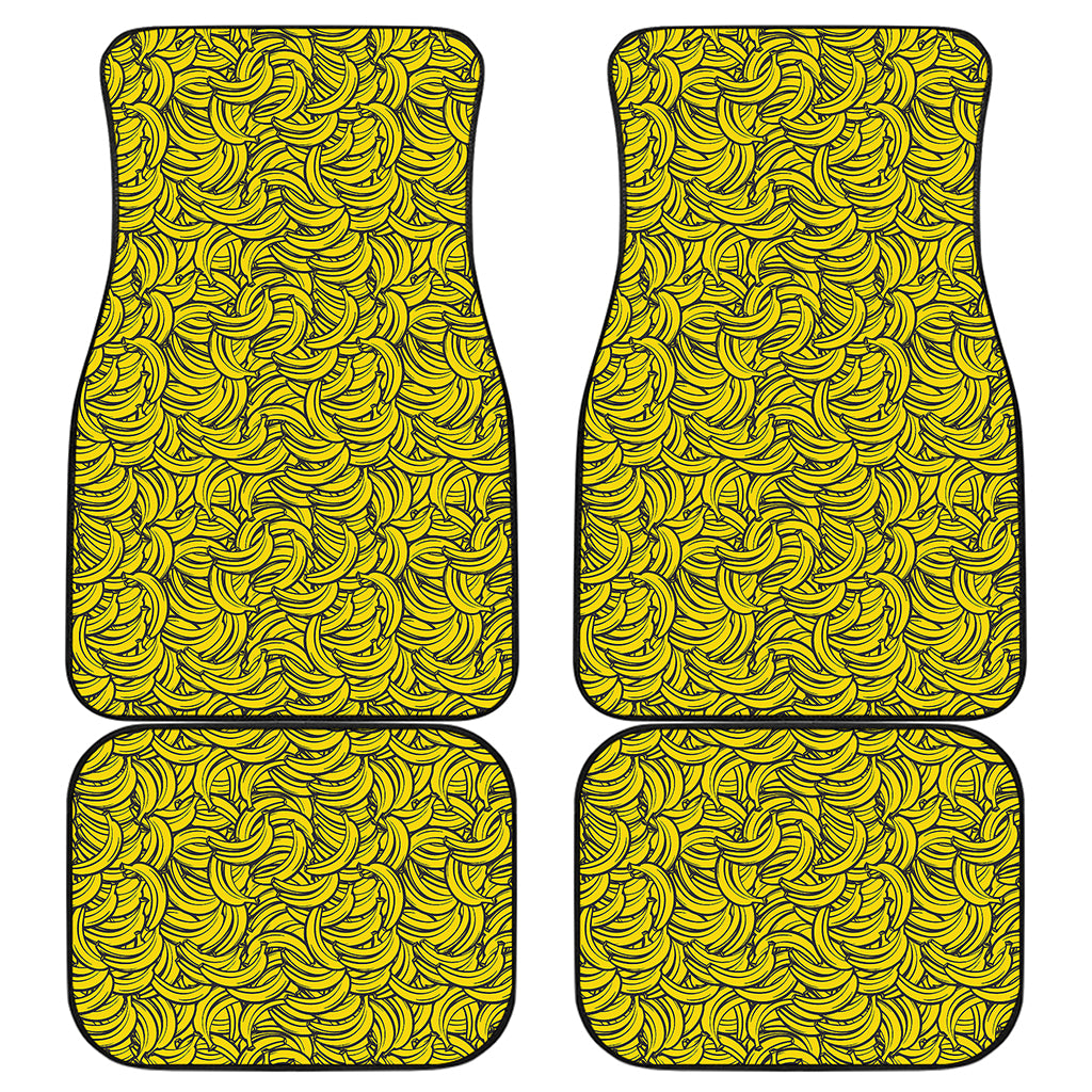 Yellow Banana Pattern Print Front and Back Car Floor Mats