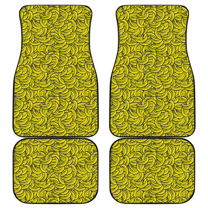 Yellow Banana Pattern Print Front and Back Car Floor Mats