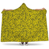 Yellow Banana Pattern Print Hooded Blanket