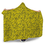 Yellow Banana Pattern Print Hooded Blanket