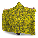 Yellow Banana Pattern Print Hooded Blanket