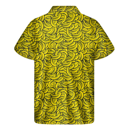 Yellow Banana Pattern Print Men's Short Sleeve Shirt