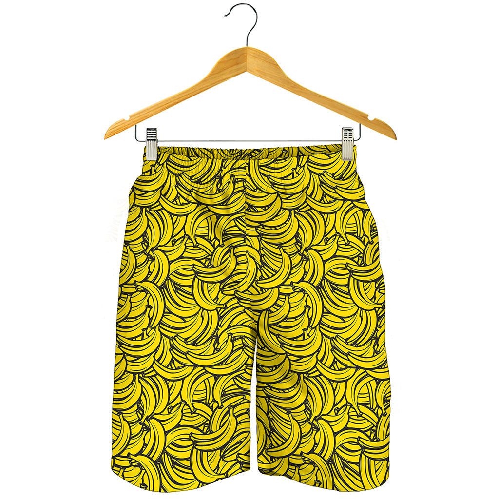 Yellow Banana Pattern Print Men's Shorts
