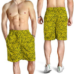 Yellow Banana Pattern Print Men's Shorts