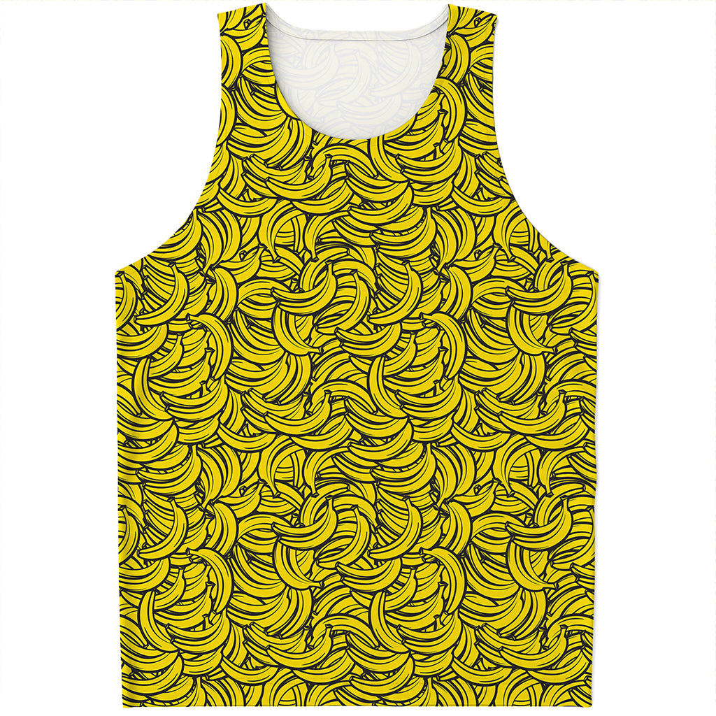 Yellow Banana Pattern Print Men's Tank Top