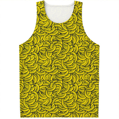 Yellow Banana Pattern Print Men's Tank Top