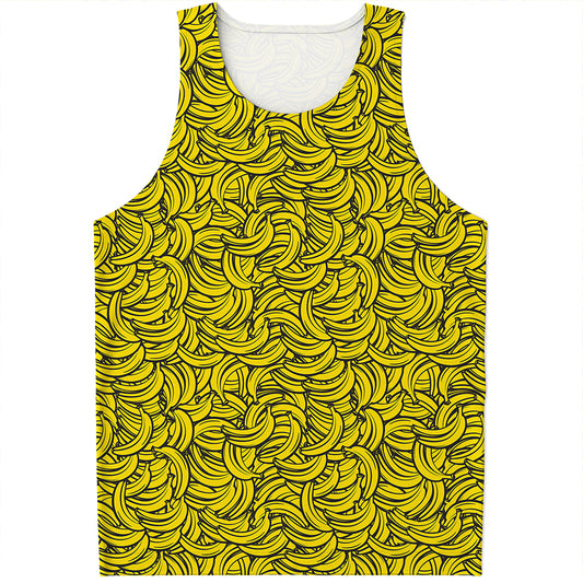 Yellow Banana Pattern Print Men's Tank Top